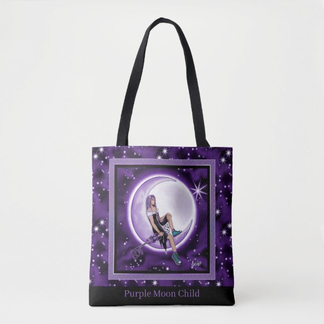 Purple Moon Child Tote Bag (Front)