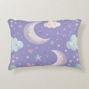 Purple Moon & Clouds Accent Pillow