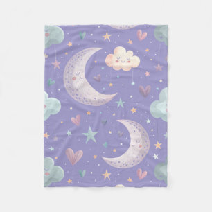 Purple Moon & Clouds Small Fleece Blanket