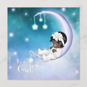 Purple Moon Ethnic Baby Girl Shower Invitation