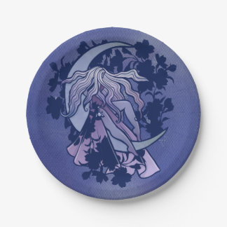 Purple Moon Goddess Wiccan Triple Moon Paper Plate