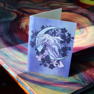 Purple Moon Goddess Wiccan Triple Moon Symbol Art Card