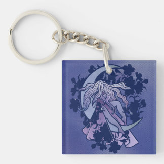 Purple Moon Goddess Wiccan Triple Moon Symbol Art Key Ring