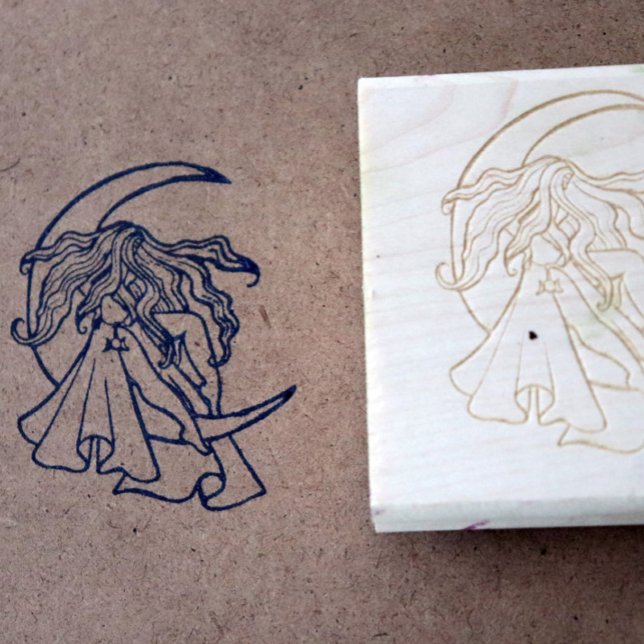 Purple Moon Goddess Wiccan Triple Moon Symbol Art Rubber Stamp (Creator Uploaded)