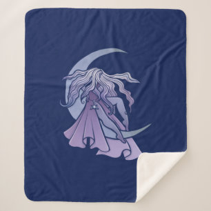 Purple Moon Goddess Wiccan Triple Moon Symbol Art Sherpa Blanket
