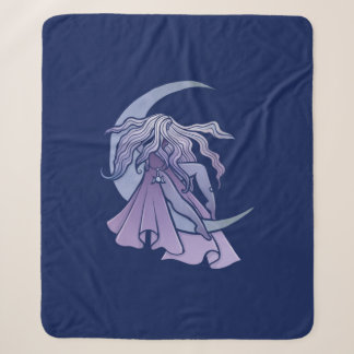 Purple Moon Goddess Wiccan Triple Moon Symbol Art Sherpa Blanket