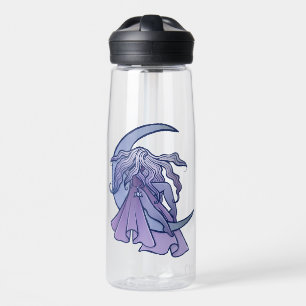 Purple Moon Goddess Wiccan Triple Moon Symbol Art Water Bottle