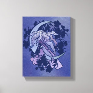 Purple Moon Goddess Wiccan Triple Moon Symbol  Canvas Print