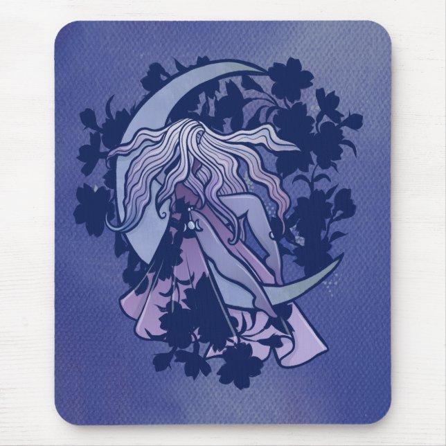 Purple Moon Goddess Wiccan Triple Moon Symbol  Mouse Mat (Front)