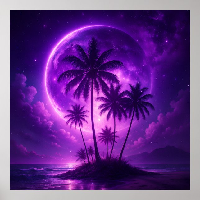Purple Moon Island Dreamscape Poster (Front)
