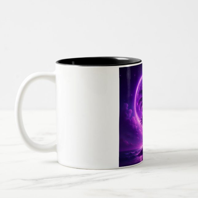 Purple Moon Island Dreamscape Two-Tone Coffee Mug (Left)