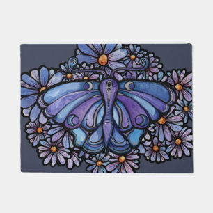 Purple Moon Moth Daisies Doormat