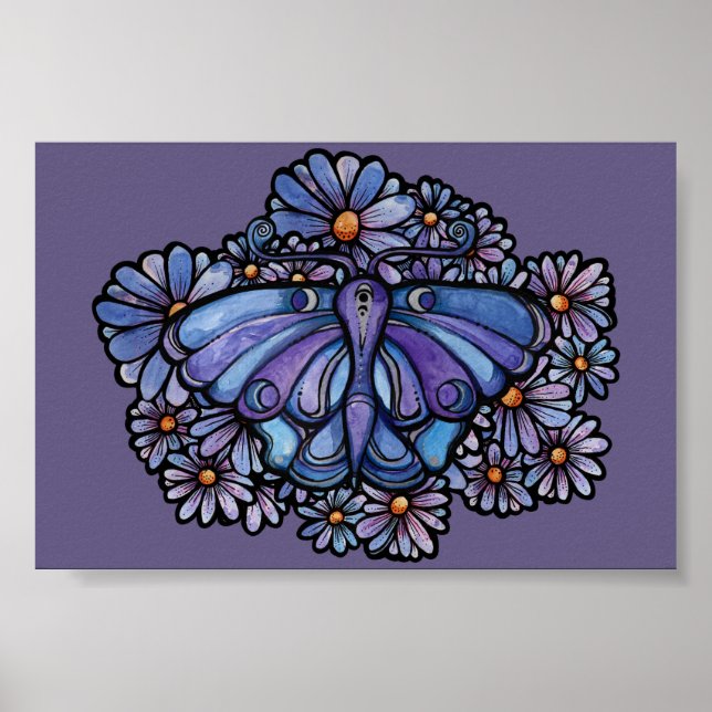 Purple Moon Moth Daisies                           Poster (Front)