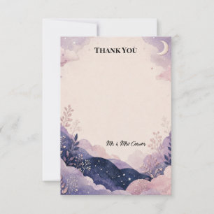 Purple Moon Mountain Wedding Thank You Card