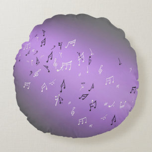 Purple Moon Musical Notes Round cushion