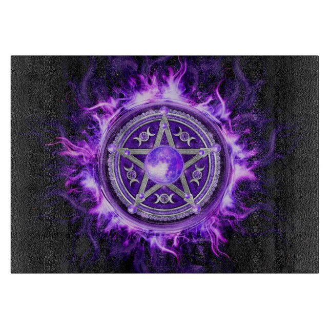 Purple Moon Pentagram Cutting Board (Front)
