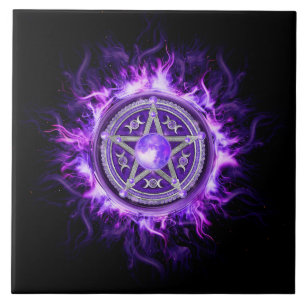 Purple Moon Pentagram Tile