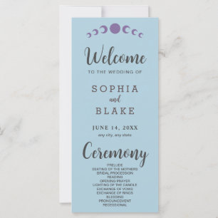 Purple Moon Phases Blue Wedding Program