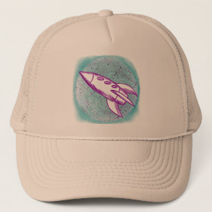 Purple Moon Rocket Trucker Hat