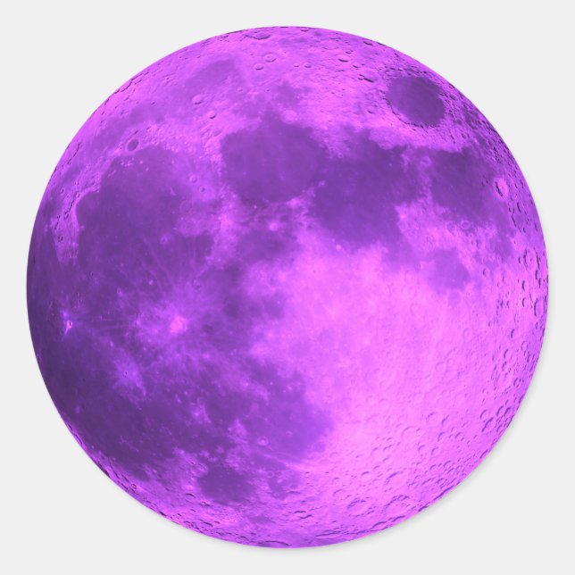 Purple Moon -Space Stars- Classic Round Sticker (Front)