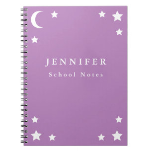 Purple Moon & Stars Spiral Notebook