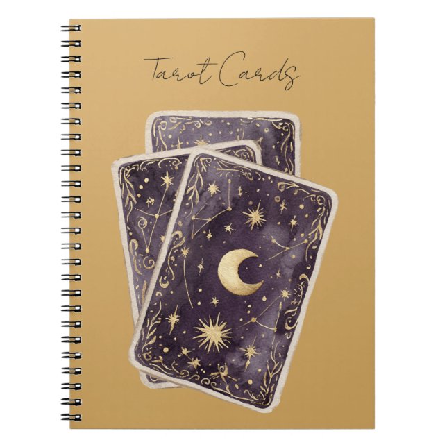 Purple Moon Stars Tarot Cards Notebook (Front)