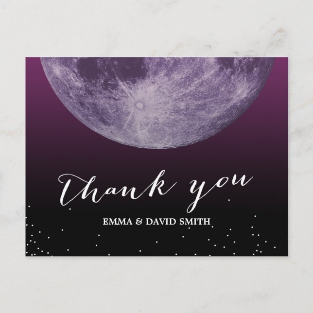 Purple Moon & Stars Thank You Cards (Front)