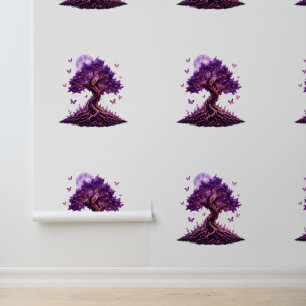 Purple Moon Tree Fantasy Wallpaper