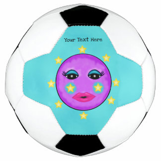 Purple Moon Yellow Stars Cute Face Football