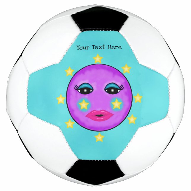 Purple Moon Yellow Stars Cute Face Football (Front)
