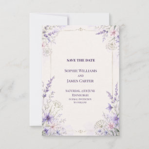 Purple Moonlit Floral Wedding Save The Date