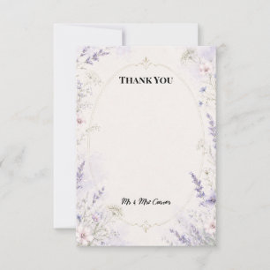 Purple Moonlit Floral Wedding Thank You Card