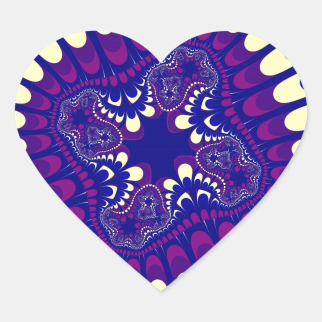 Purple Morning Glory Flower Heart Sticker (Front)