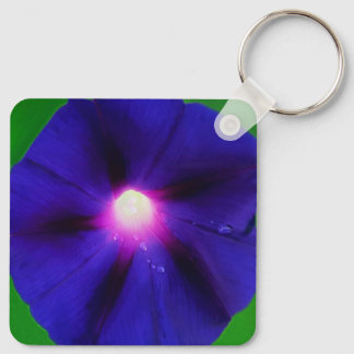 Purple Morning Glory Flower Key Ring
