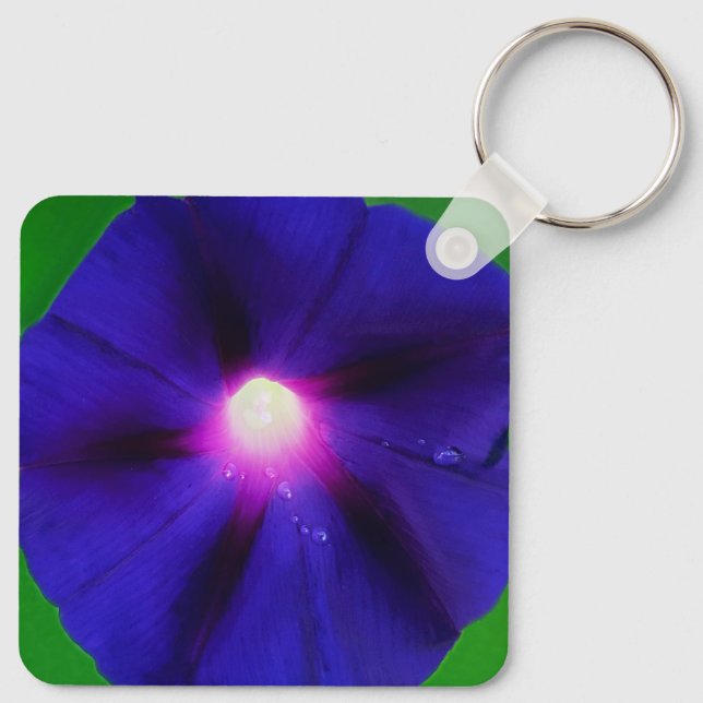 Purple Morning Glory Flower  Key Ring (Back)