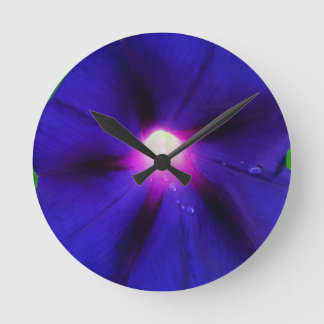 Purple Morning Glory Flower Round Clock