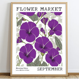 Purple Morning Glory September Birth Flower Market Poster