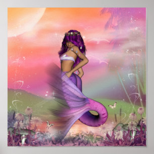 Purple Morning Mermaid Poster