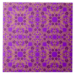 Purple Moroccan Inspired Pattern Large Tile