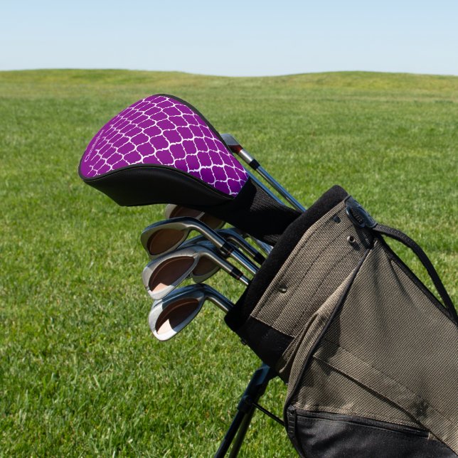 Purple Moroccan Pattern Design Golf Head Cover (In Situ)