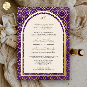 Purple Moroccan Pattern Sikh Arch Wedding Gold