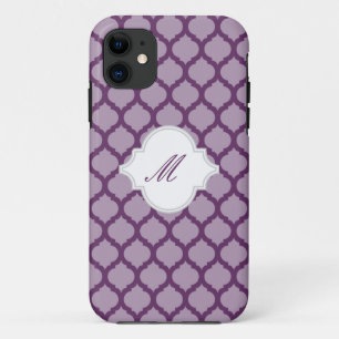Purple Moroccan Pattern w/ Monogram iPhone 5 Cases
