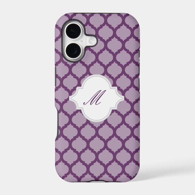 Purple Moroccan Pattern w/ Monogram iPhone 5 Cases (Back)