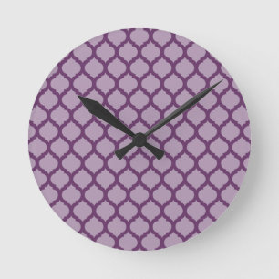 Purple Moroccan Pattern Wall Clocks