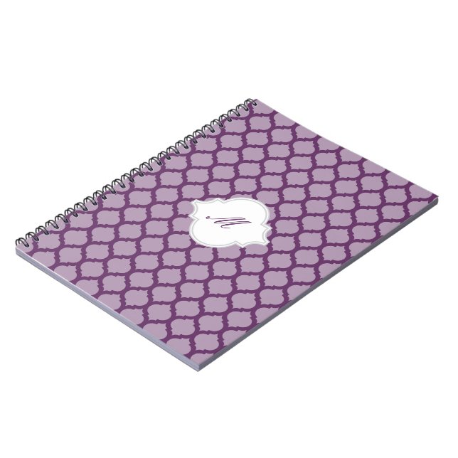 Purple Moroccan Pattern with Monogram Notebook (Left Side)