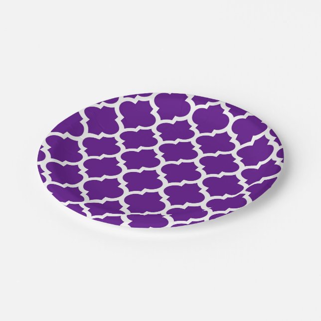 Purple Moroccan Quatrefoil Pattern #5 Paper Plate (Angled)