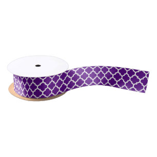 Purple Moroccan Quatrefoil Pattern #5 Satin Ribbon