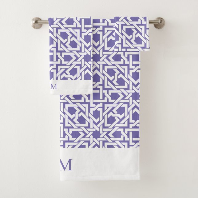 Purple Moroccan Trellis Weave Bath Towel Set (Insitu)