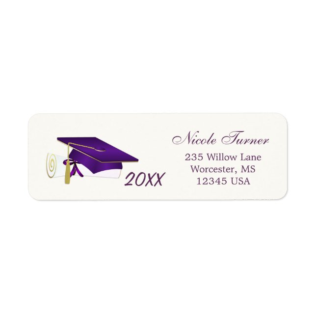 Purple mortar, diploma Graduation (Front)