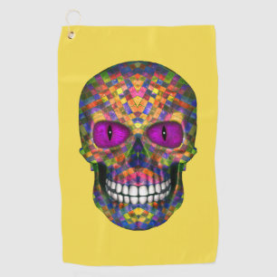 Purple Mosa Sugar Skull Zombie  Undead Golf Towels